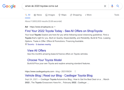 Screenshot of a google results page
