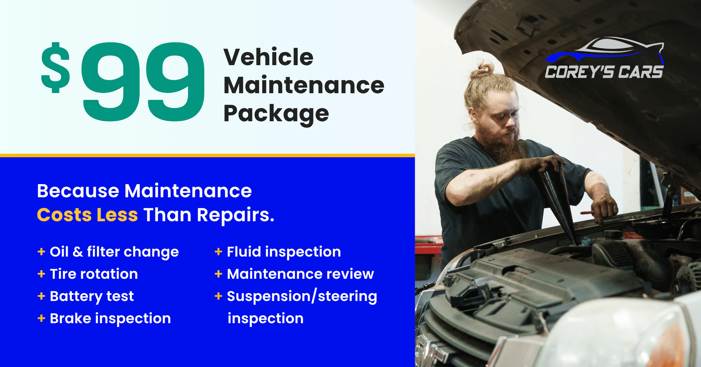 $99 maintenance package banner