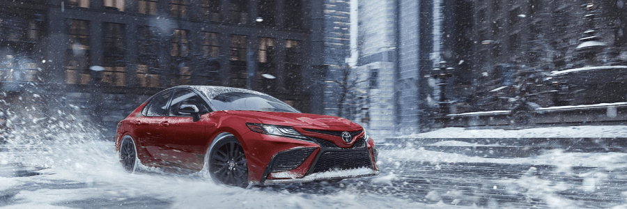 toyota sedan in the winter