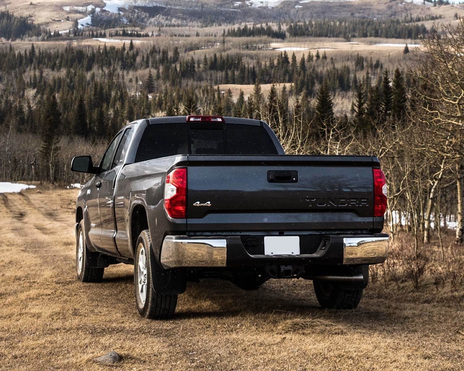 Black Toyota Tundra in the mountains