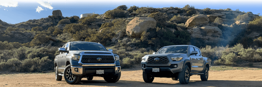 Featured Image Toyota Tundra and Tacoma agaisnt valley backdrop