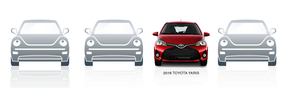 2016 Toyota Yaris beside generic cars