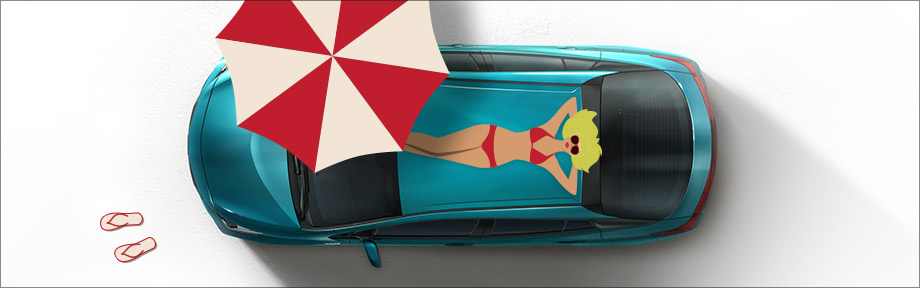 Woman tanning on a Toyota