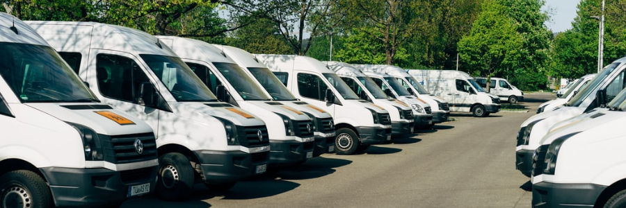 Delivery vans in a row outside