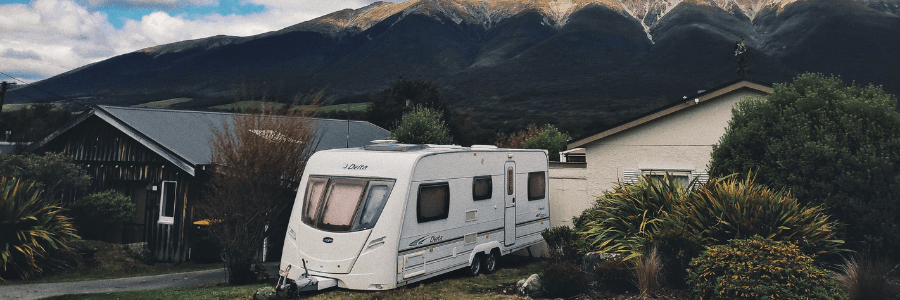 New RV surrounded the mountains