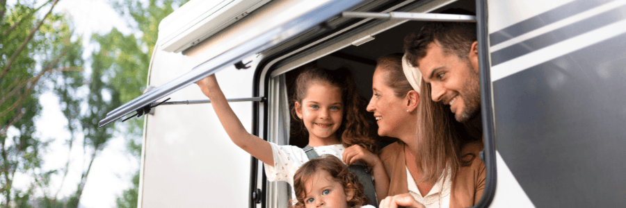 rv family looking out window