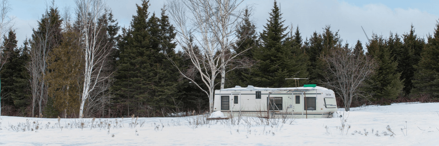 rv in the winter fields