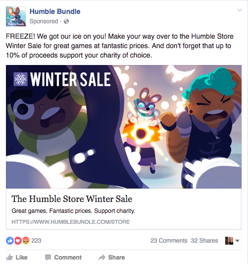 An Example of Facebook Advertising - The Humble Bundle