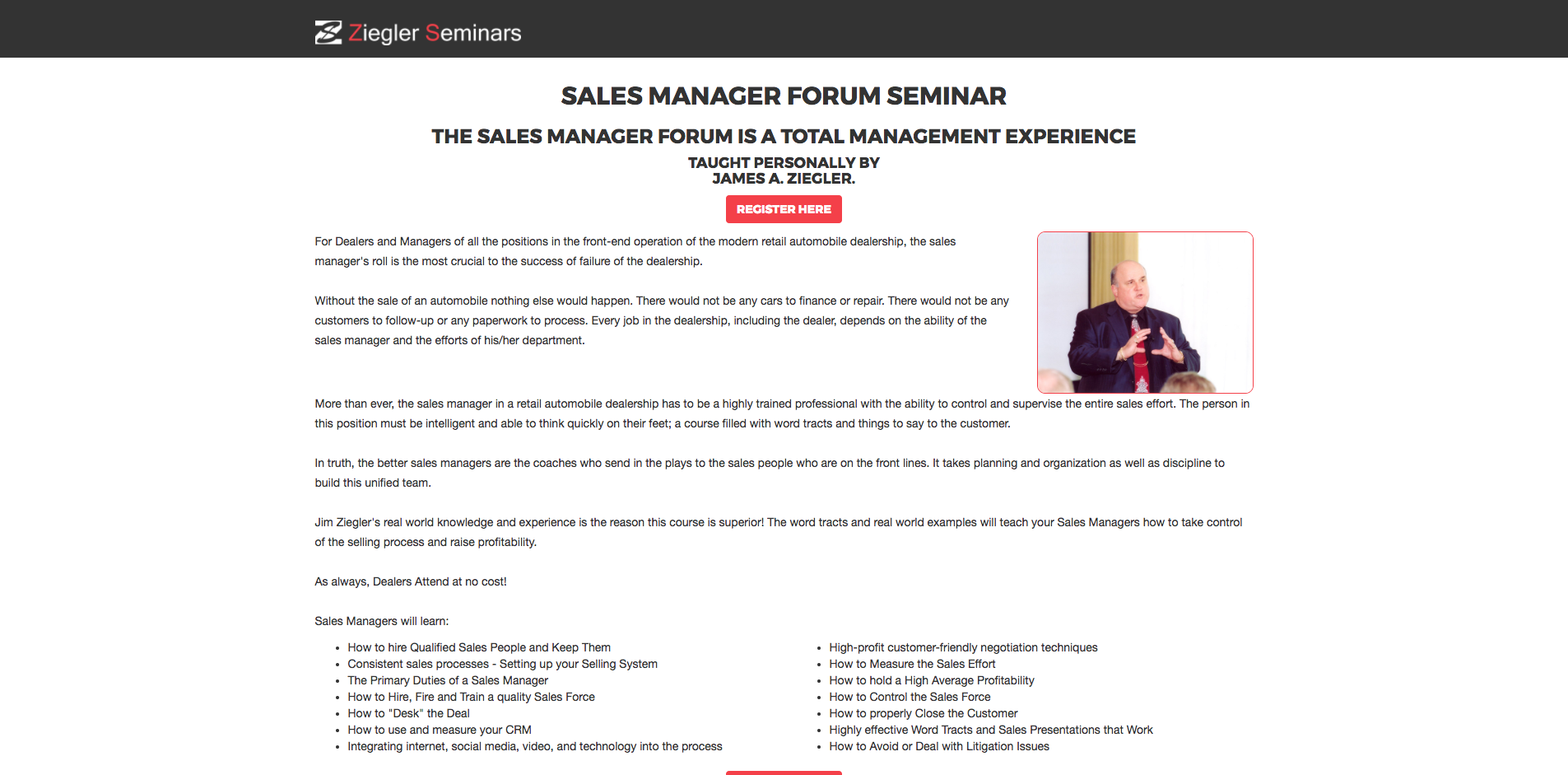Jim Ziegler Sales Manager Seminar