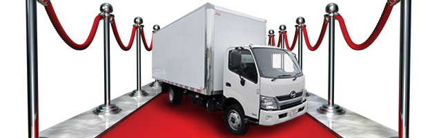Hino truck on a red carpet