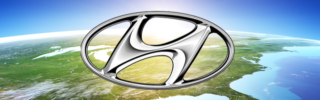 Hyundai logo over the planet