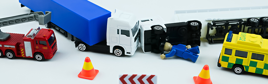 Toy vehicles showing a car crash