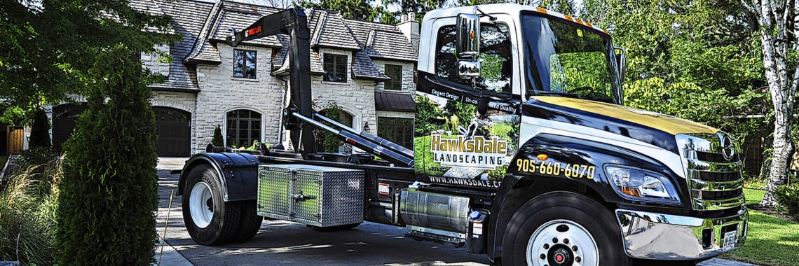 Hino truck being used for landscaping in GTA