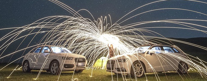 Audi with fireworks