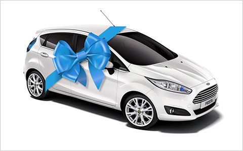 Ford Fiesta with a bow
