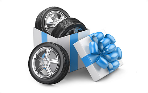 Tires in a gift box