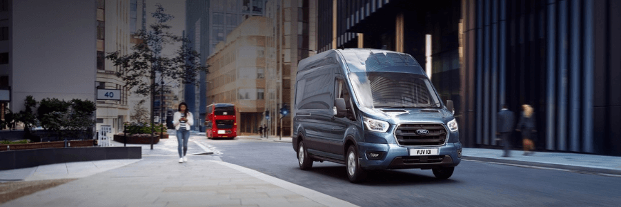 ford transit on city street