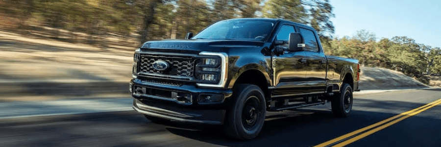 ford f250 in blue on open road