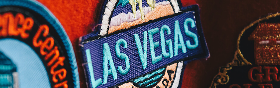 Patch of Las Vegas symbol on a red background
