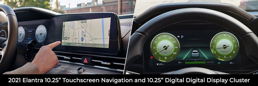 2021 Elantra Touchscreen Navigation and Digital Digital Display Cluster