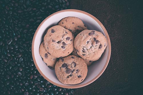 chocolate chip cookies in a bowl