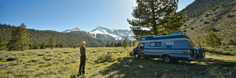 used rv in a meadow