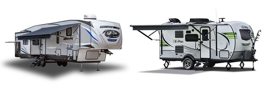 fifth wheel and travel trailer