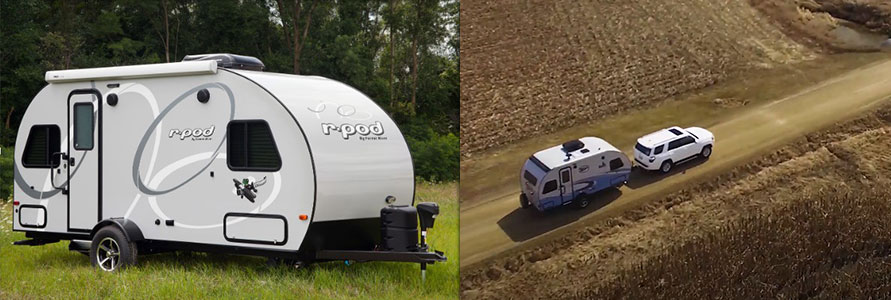 rpod trailer in the grass - forest river