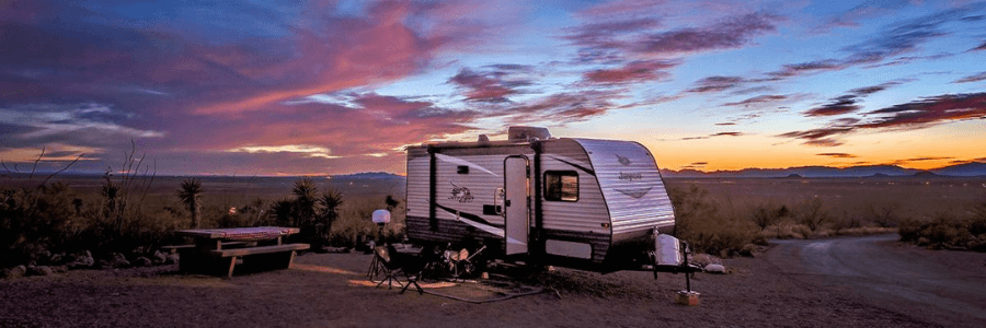 rv in texas sunset
