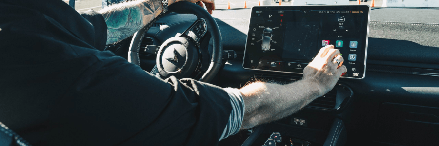 driver using VinFast dashboard