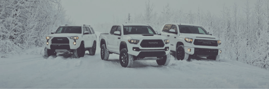 Featured Image toyota truck lineup in the snowy mountains