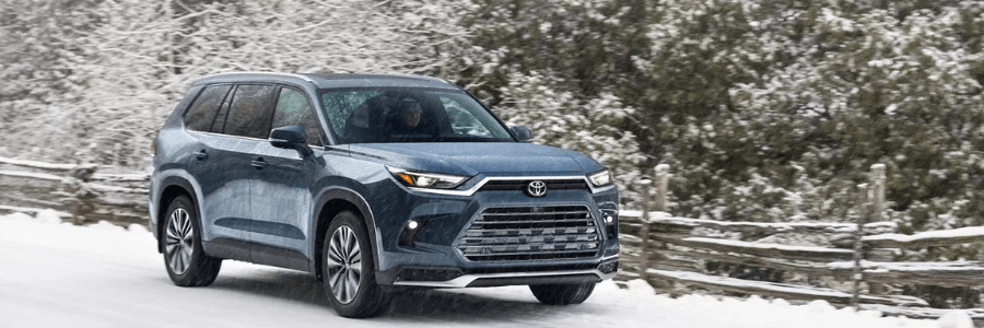 toyota suv driving in the snow