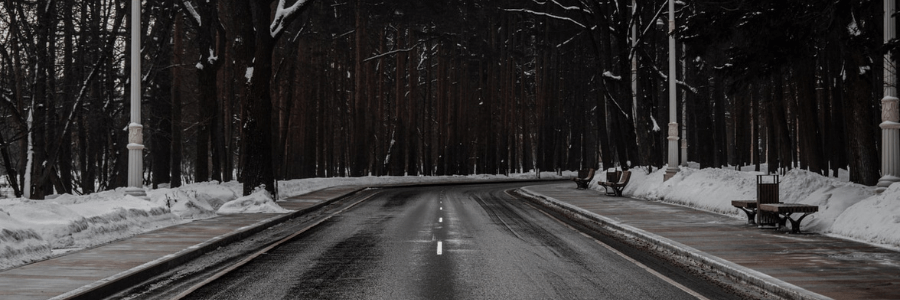 Snowy and dark winter road
