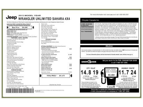 2015 Jeep Wrangler Unlimited Sahara 