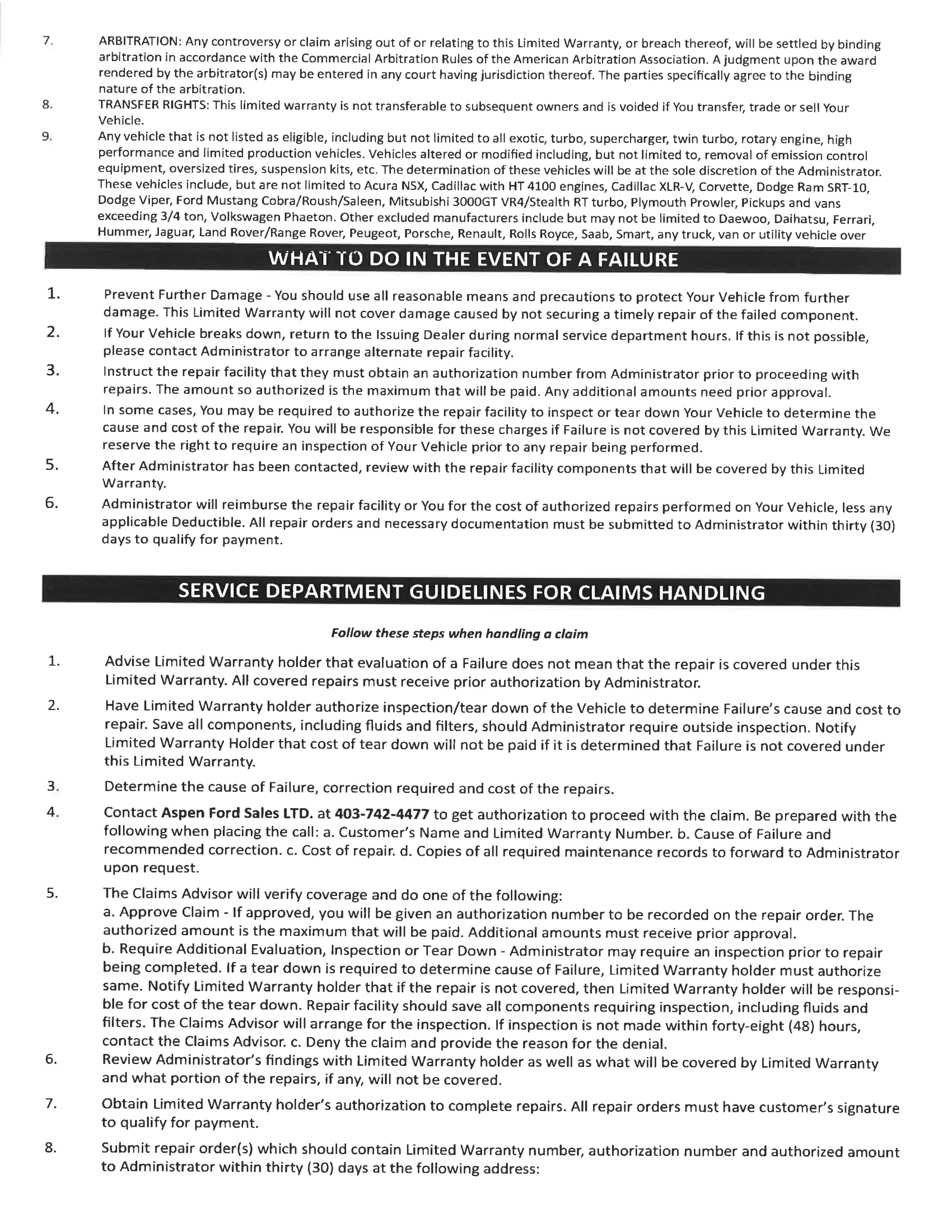 warranty terms and conditions