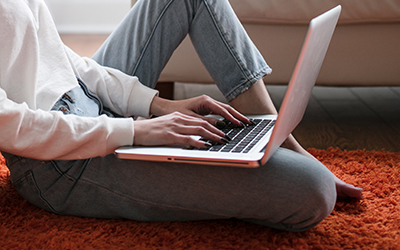 woman filling out form online