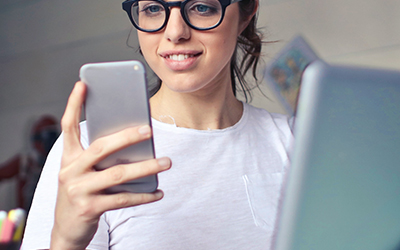 woman receiving a text