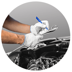 Mechanic checking vehicle