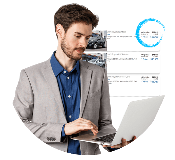 man searching inventory prices