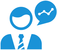 Icon of businessman with a talking bubble