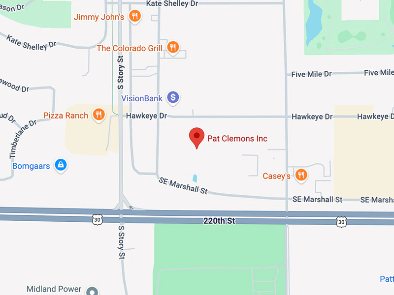 map view of Pat Clemons Inc location