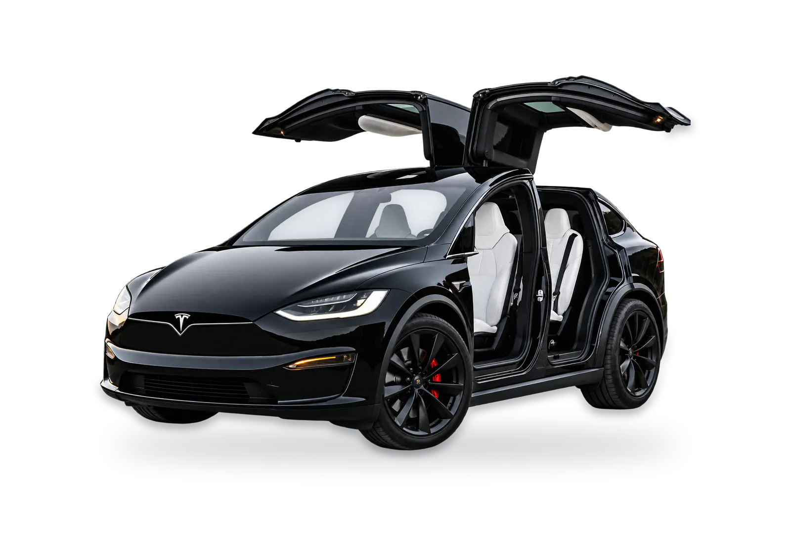 Tesla Model X with falcon wing doors open