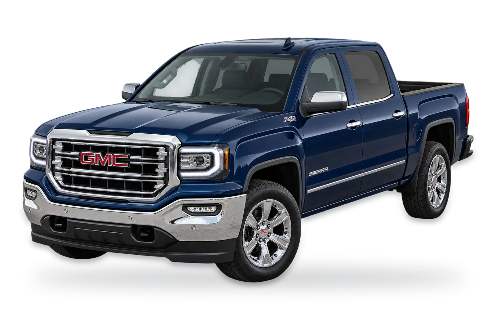 Blue GMC Sierra 1500 crew cab pickup truck
