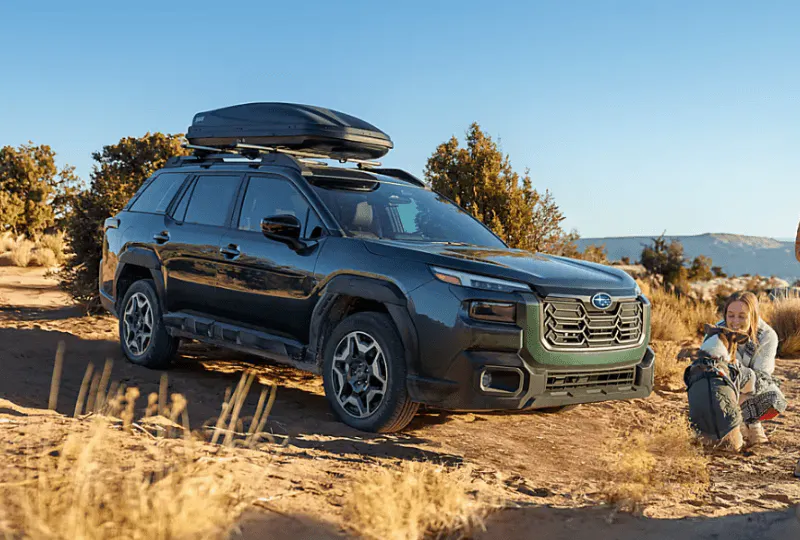 Used Subaru Outback parked on a desert trail in Fredericton