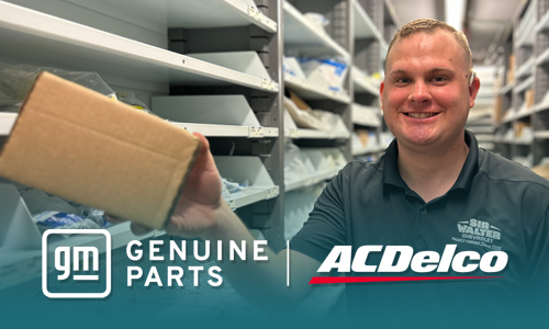 Display of ACDelco products with imposed GM Genuine parts and ACDelco logos