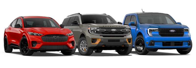 Three ford cars in one line