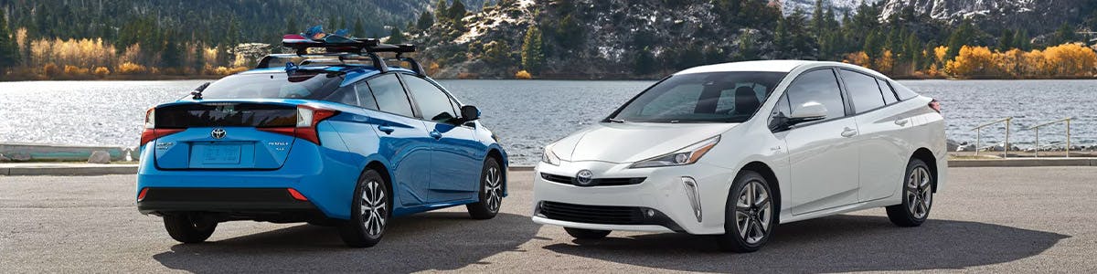 Prius technology awd-e shown in electric storm blue and super white