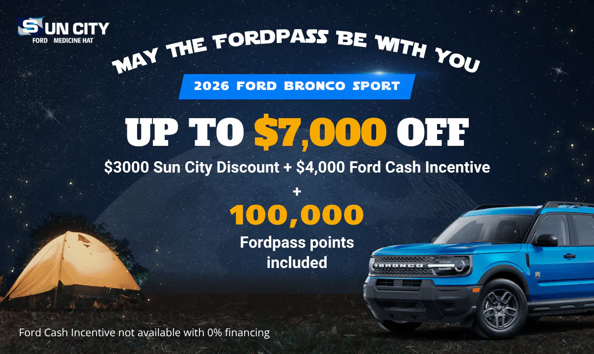 Bronco Sport May promotion banner for Sun City Ford