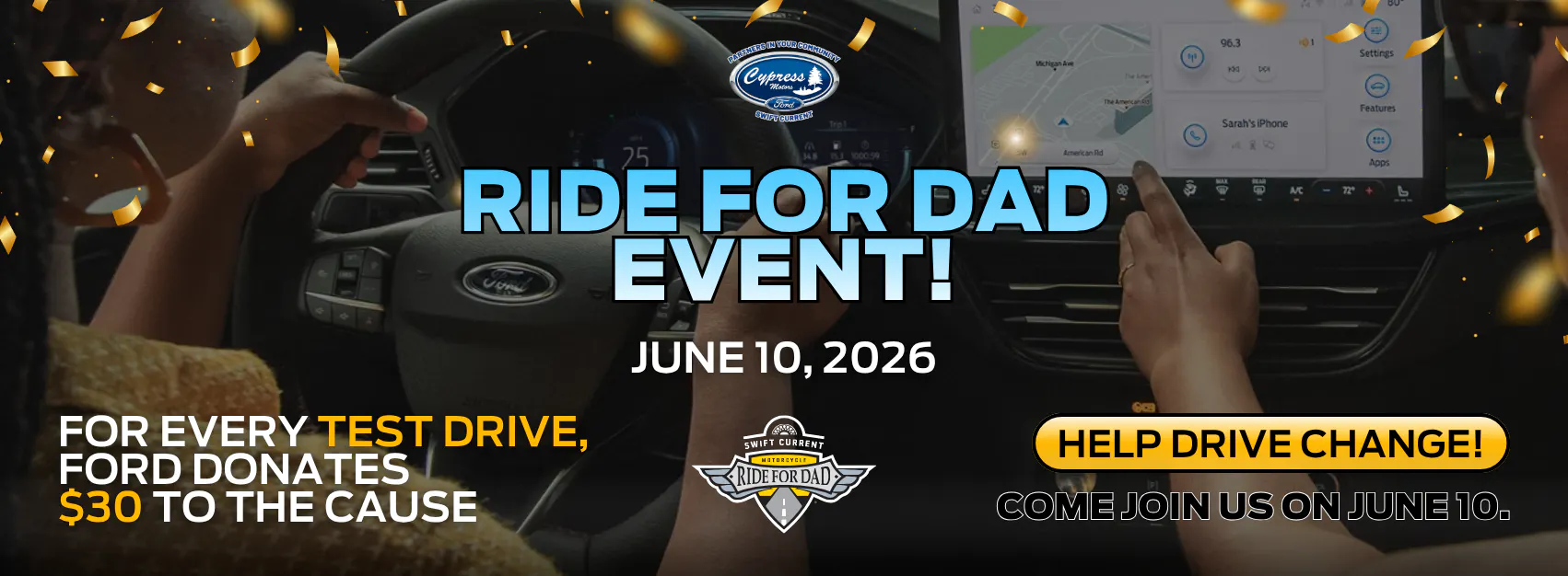 Drive for your community event - Cypress Motors S.C. and Ride for Dad 