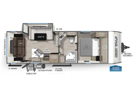 2026 Cherokee Grey Wolf T23MK  Travel Trailer